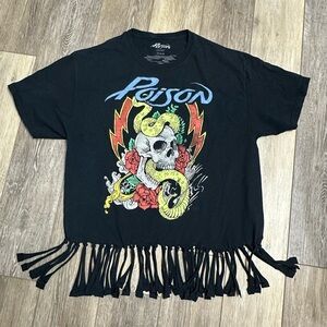 💜Unisex ☠️ Poison T-shirt with Skull and Snake and destroyed bottom 100% Cotton